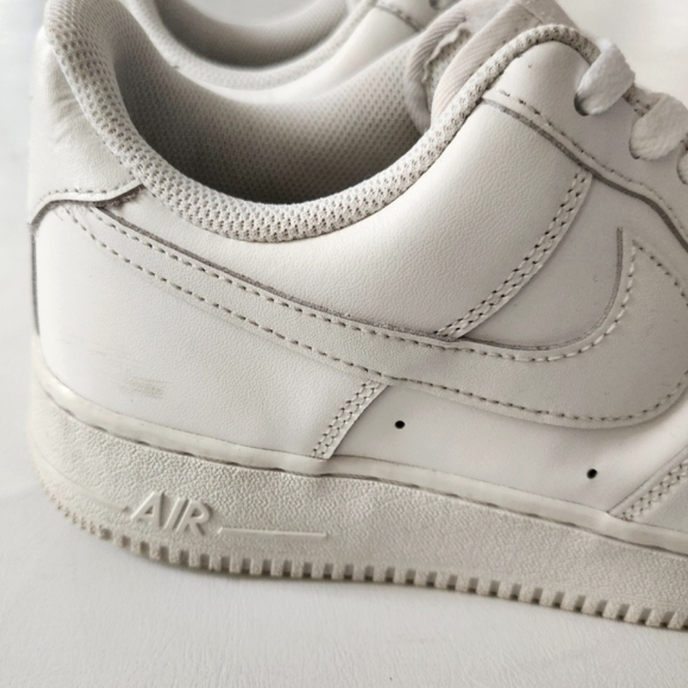 Nike Air Force 1 White Leather Sneakers - Picture 8 of 13